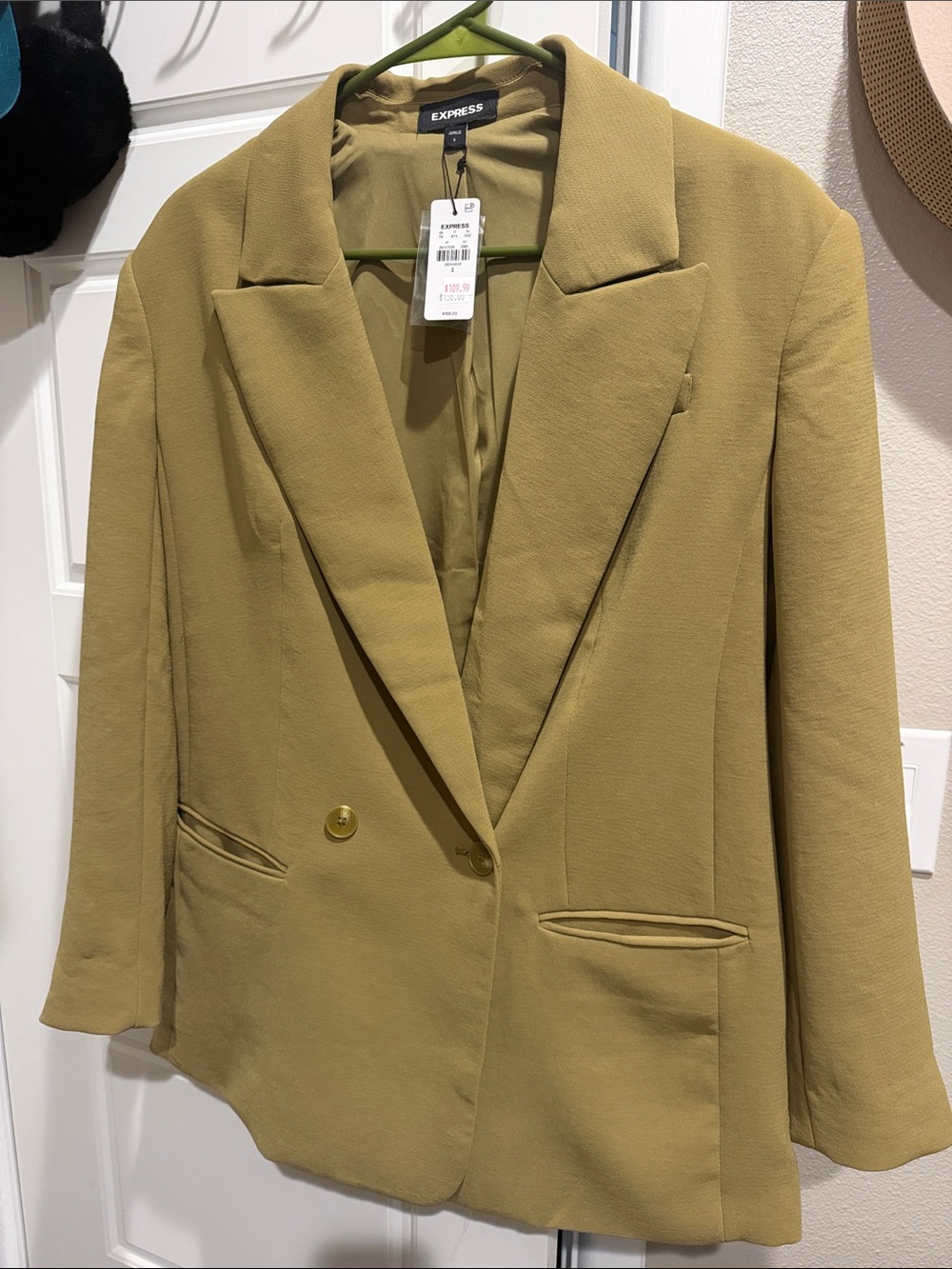 Express Women's Olive-Mustard Single-Button Blazer
